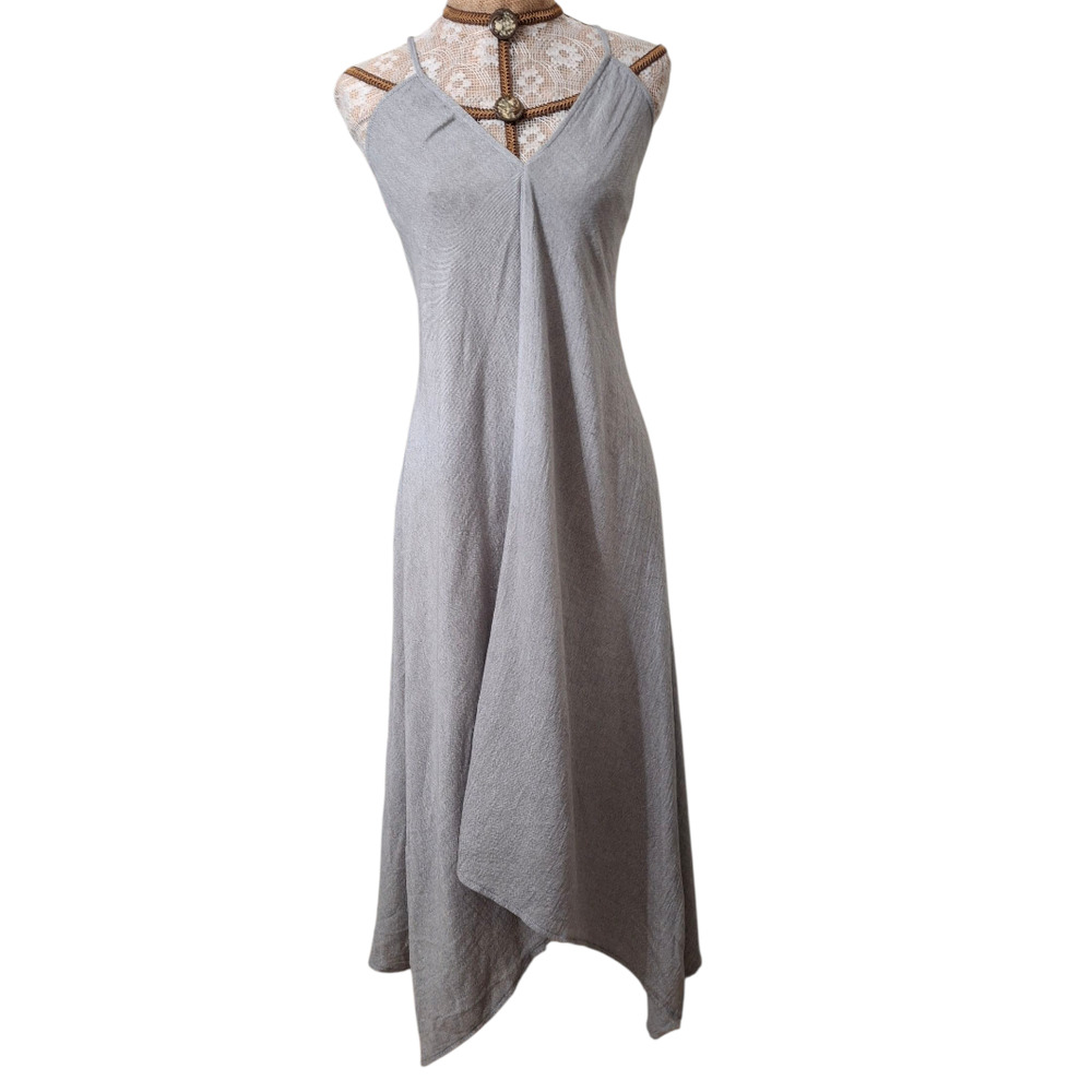 The Handloom Los Angeles Cotton Gray Asymmetric Strappy Dress size OS - Picture 2 of 6